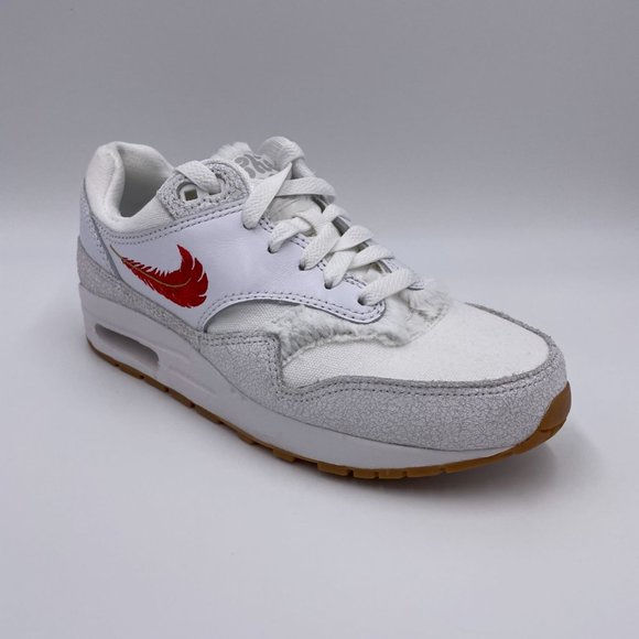 Nike Air Max 1 BG White / Red Womens Shoes - Picture 7 of 8